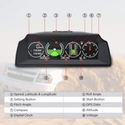 X90 GPS Hellingsmeter Digitale Auto/auto/personenauto, GPS Snelheidsmeter HUD MPH Met Kompas, Auto Hoekhelling Meter Voor SUV's, Bestelwagens, Terreinwagens -Bol 1200x1200 948