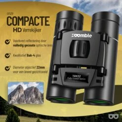 Zoomble® Verrekijker Inclusief Nekkoord En Draagtasje - E-book Vogelspotten - 10x22 - Compact – HD Lens - Waterdicht - Geschikt Voor Vogelaars, Jagen, Theater - Volwassene & Kinderen - Verkijker -Bol 1200x1200 995