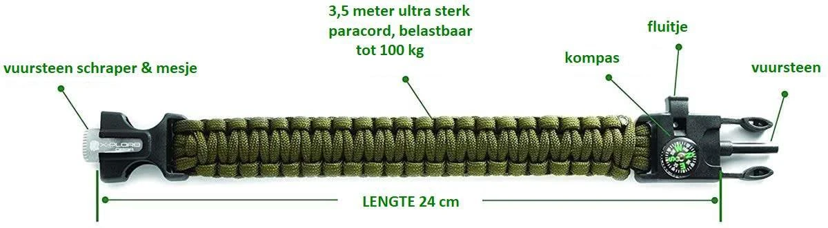 Survival Paracord Armband Met 5 Functies 5 Survival Paracord Armband Met 5 Functies - Afbeelding 3