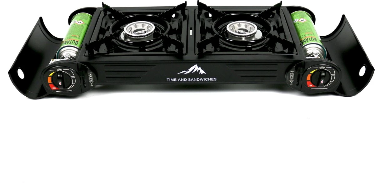 T&S - Draagbaar Dubbel Gasvuur Met Grillplaat - Camping Kooktoestel - Kookstel - Bakplaat - Gasfornuis - 2 Pits - Elektrische Ontsteking - Kookvuur - Kampeer Vuur 5 T&S - Draagbaar Dubbel Gasvuur Met Grillplaat - Camping Kooktoestel - Kookstel - Bakplaat - Gasfornuis - 2 Pits - Elektrische Ontsteking - Kookvuur - Kampeer Vuur - Afbeelding 3