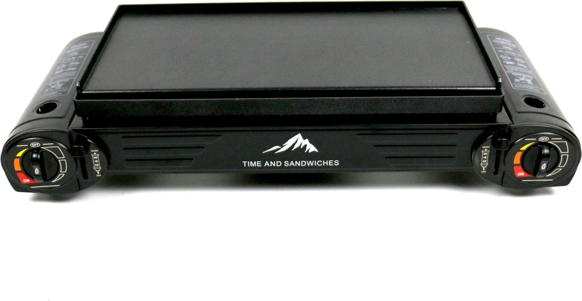 T&S - Draagbaar Dubbel Gasvuur Met Grillplaat - Camping Kooktoestel - Kookstel - Bakplaat - Gasfornuis - 2 Pits - Elektrische Ontsteking - Kookvuur - Kampeer Vuur 4 T&S - Draagbaar Dubbel Gasvuur Met Grillplaat - Camping Kooktoestel - Kookstel - Bakplaat - Gasfornuis - 2 Pits - Elektrische Ontsteking - Kookvuur - Kampeer Vuur - Afbeelding 2