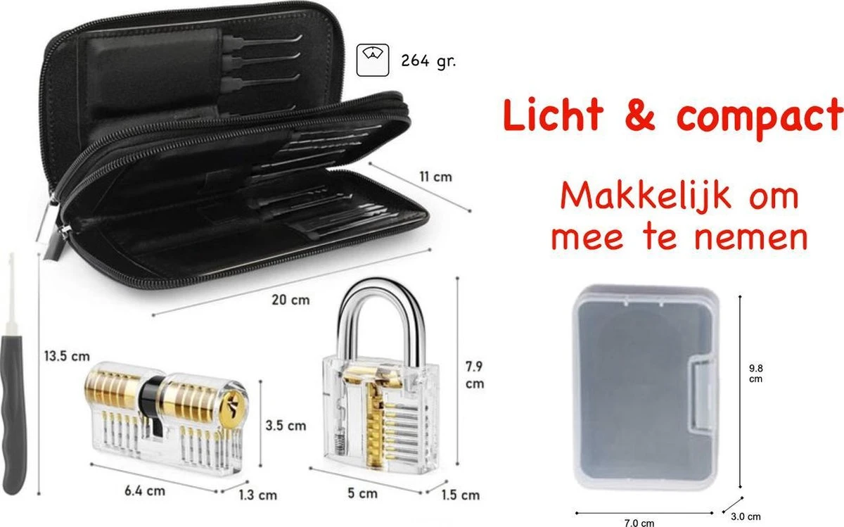Merkloos 34 Delige Lockpick Set Voor Beginners En Gevorderden Met 2x Oefenslot Een Opberghoes En Opberg Doosjes - Lockpicking Set - Survival Kit - Gereedschapset - Doorzichtig Slot Transparant - Slotenmaker 9 Merkloos 34 Delige Lockpick Set Voor Beginners En Gevorderden Met 2x Oefenslot Een Opberghoes En Opberg Doosjes - Lockpicking Set - Survival Kit - Gereedschapset - Doorzichtig Slot Transparant - Slotenmaker - Afbeelding 7