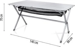 Campart Campingtafel XL TA-0806 - Opvouwbaar, Lichtgewicht En Met Verstelbare Poten - Kampeertafel Inklapbaar Inclusief Opbergtas - 140 X 80 X 70 Cm - Wit -Bol 1200x756