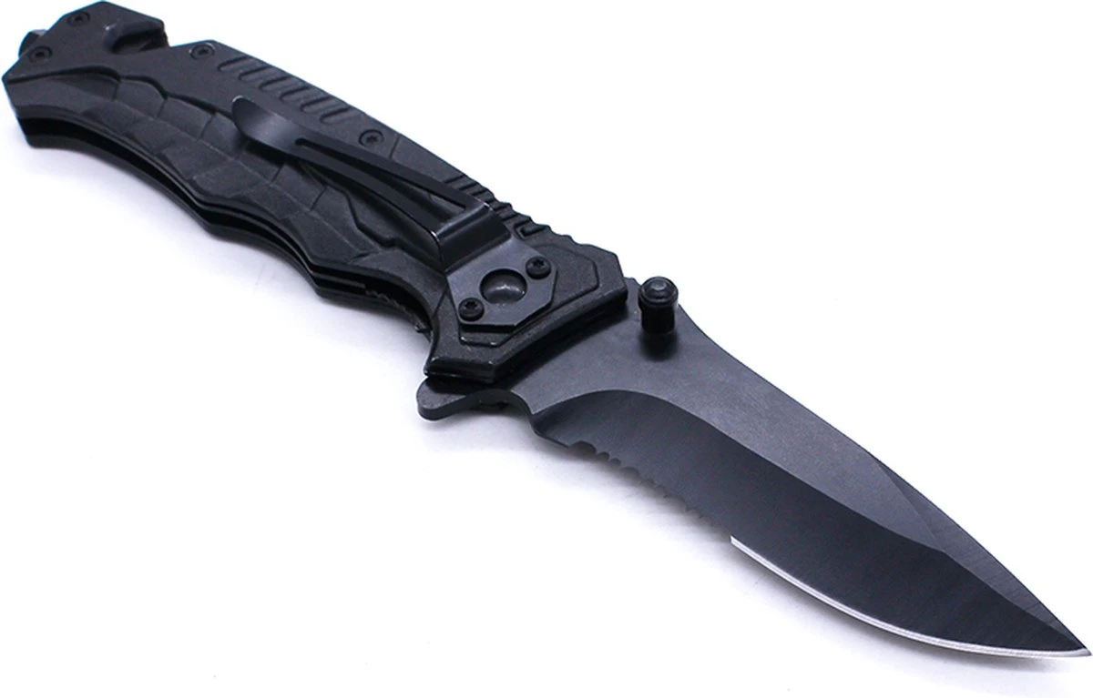 Merkloos Zakmes - Survival - Zwart - Outdoor Mes - Pocket Knife - Multitool - Vlijmscherp - Stoer - Hunting Knife - Glasbreker - Kamperen - 21 Cm - Cadeau Tip 7 Merkloos Zakmes - Survival - Zwart - Outdoor Mes - Pocket Knife - Multitool - Vlijmscherp - Stoer - Hunting Knife - Glasbreker - Kamperen - 21 Cm - Cadeau Tip - Afbeelding 5