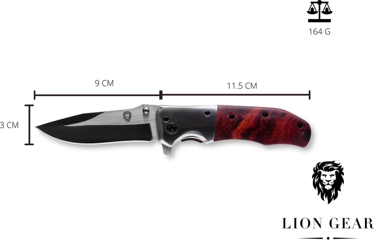 Survival Zakmes Outdoor – 1 Hand Open Systeem En Broekclip – 20.5 CM Vouwmes – RVS – Lion Gear KN-02 10 Survival Zakmes Outdoor – 1 Hand Open Systeem En Broekclip – 20.5 CM Vouwmes – RVS – Lion Gear KN-02 - Afbeelding 8