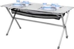 Campart Campingtafel XL TA-0806 - Opvouwbaar, Lichtgewicht En Met Verstelbare Poten - Kampeertafel Inklapbaar Inclusief Opbergtas - 140 X 80 X 70 Cm - Wit -Bol 1200x793