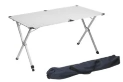Campart Campingtafel XL TA-0806 - Opvouwbaar, Lichtgewicht En Met Verstelbare Poten - Kampeertafel Inklapbaar Inclusief Opbergtas - 140 X 80 X 70 Cm - Wit -Bol 1200x802