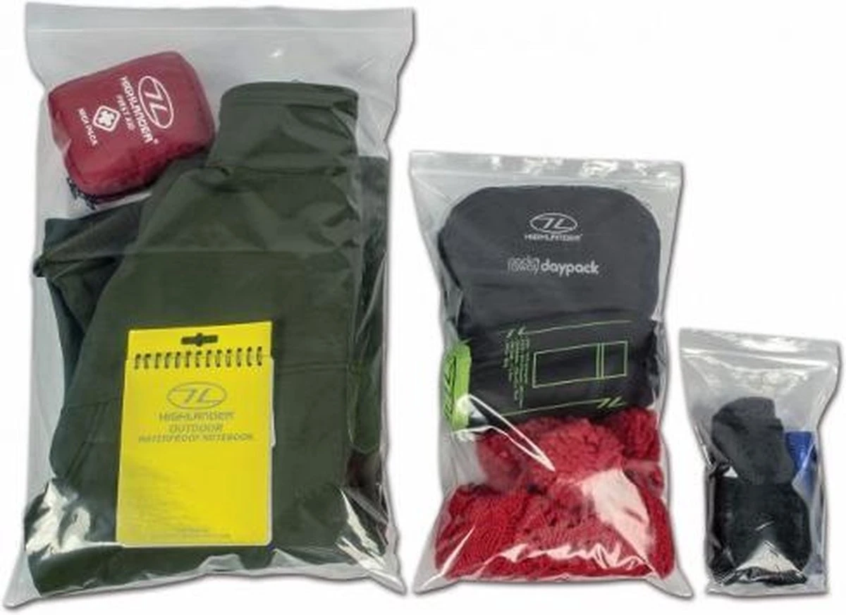 Highlander Self Sealing Opbergzakken Waterdicht - Transparant 3 Highlander Self Sealing Opbergzakken Waterdicht - Transparant