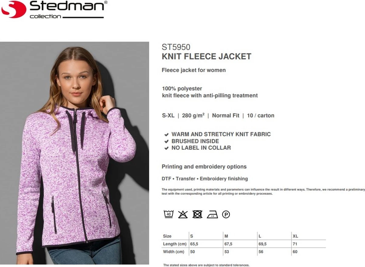 Stedman Dames Knit Fleece Vest Met Capuchon Kleur Roze Maat L 5 Stedman Dames Knit Fleece Vest Met Capuchon Kleur Roze Maat L - Afbeelding 3