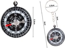 Merkloos Sleutelhanger Kompas - Toeristisch - Praktisch - Survival - Zwart -Bol 1200x890 4