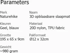 Naturehike® 3D Luchtmatras Premium - Comfortabel R-waarde 2.0 - Extra Dikke Slaapmat - Luchtbed Kamperen - Opblaasbaar Matras - Lichtgewicht - Outdoor - Camping -Bol 1200x906 2