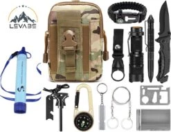 Levabe - Professionele Survival Set Incl Waterfilter - 13-delig - Noodpakket - Camping - Survival - Outdoor - Vuurstrijker - Survival Kit