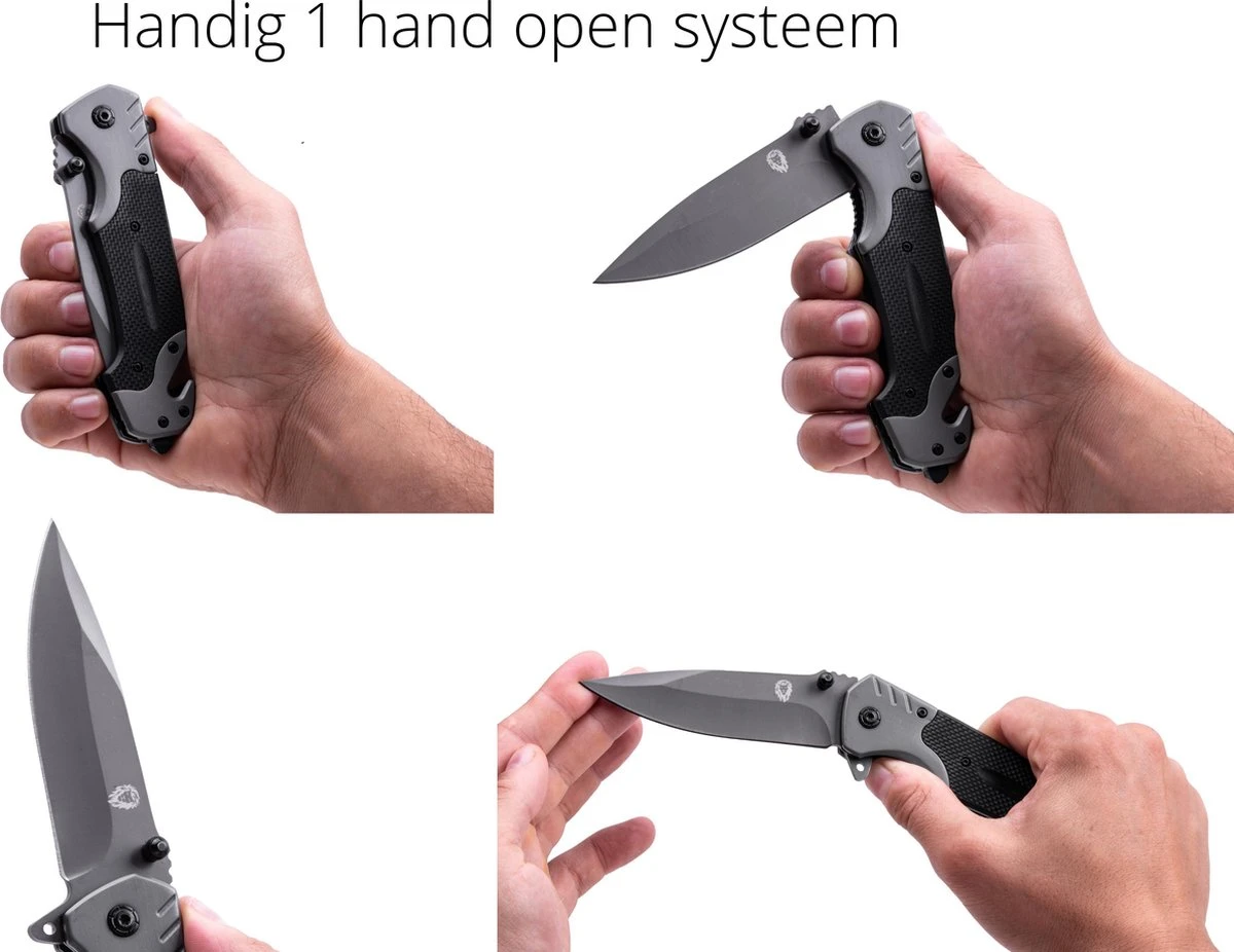 Survival Zakmes Outdoor – 1 Hand Open Systeem En Broekclip – 22.5 CM Vouwmes – RVS – Lion Gear KN-03 11 Survival Zakmes Outdoor – 1 Hand Open Systeem En Broekclip – 22.5 CM Vouwmes – RVS – Lion Gear KN-03 - Afbeelding 9