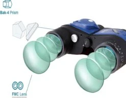 Professionele Marine Verrekijker - 10X50 - Met Digitaal Kompas En Rangefinder - Waterdicht - Fogproof - BAK4 Prisma Lens - Afstandsmeter - Navigatie Binoculars - Geschikt Voor Zeilen, Birdwatching, Trekking, Outdoor - Blauw / Zwart -Bol 1200x937 14