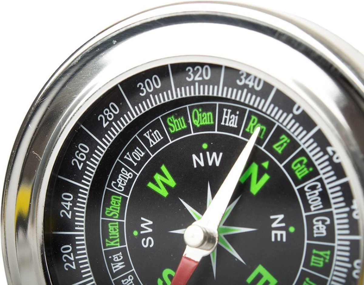 Merkloos Kompas - Richtingbepaler - 8CM - Zilver 4 Merkloos Kompas - Richtingbepaler - 8CM - Zilver - Afbeelding 2
