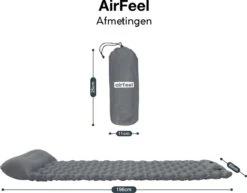 AirFeel Opblaasbaar Slaapmatje - Ingebouwde Pomp En Kussen - Lichtgewicht - 196 X 60 X 6cm - Gray -Bol 1200x939 2