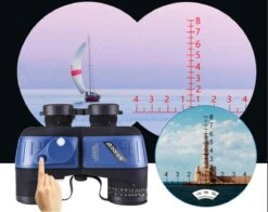 Professionele Marine Verrekijker - 10X50 - Met Digitaal Kompas En Rangefinder - Waterdicht - Fogproof - BAK4 Prisma Lens - Afstandsmeter - Navigatie Binoculars - Geschikt Voor Zeilen, Birdwatching, Trekking, Outdoor - Blauw / Zwart -Bol 1200x950 1