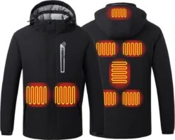 KIMO DIRECT Verwarmde Ski Jas Met 10.000 MAh Powerbank - Verwarmde Jas - Unisex - Zwart