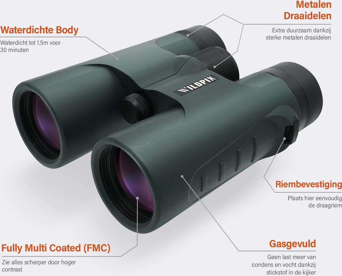 Verrekijker Waterdichte Wildpix XD 8x42 - Compact En Gas Gevuld Voor Volwassenen - Vogelen , Wildlife En Outdoor - Groen 9 Verrekijker Waterdichte Wildpix XD 8x42 - Compact En Gas Gevuld Voor Volwassenen - Vogelen , Wildlife En Outdoor - Groen - Afbeelding 7