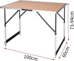 Kamyra® Campingtafel Inklapbaar - Kampeertafel, Partytafel - Opvouwbaar, Lichtgewicht & In Hoogte Verstelbaar - Aluminium/Hout -Bol 1200x984 1
