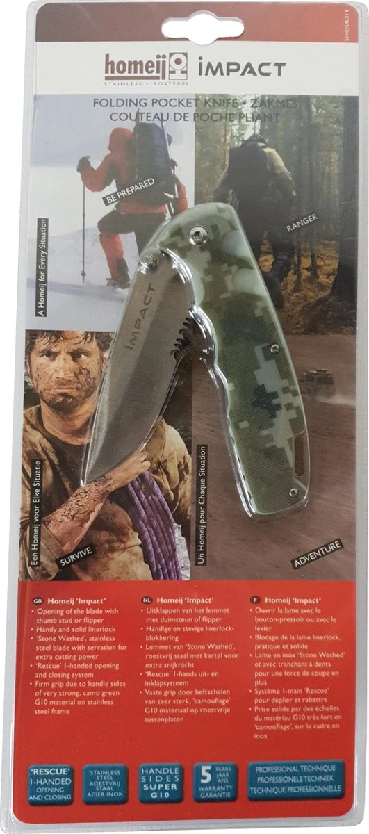Homeij Zakmes Impact Leger Camouflage Kleur Army RVS Inclusief Opberg Etui Handle G10 8 Homeij Zakmes Impact Leger Camouflage Kleur Army RVS Inclusief Opberg Etui Handle G10 - Afbeelding 6