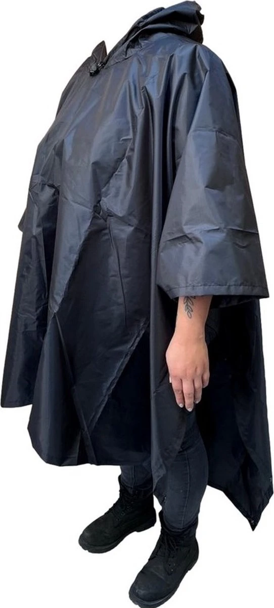 Regenponcho / Fietsponcho Herbruikbaar Voor Volwassenen ( Dames En Heren ) - 200x110cm - 100% Ripstop Polyester - Zwart 8 Regenponcho / Fietsponcho Herbruikbaar Voor Volwassenen ( Dames En Heren ) - 200x110cm - 100% Ripstop Polyester - Zwart - Afbeelding 6