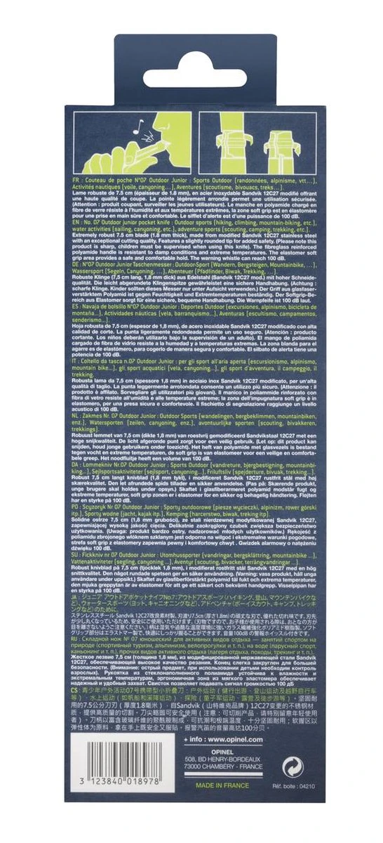 Opinel No.07 Outdoor Junior Zakmes - RVS - Blauw 7 Opinel No.07 Outdoor Junior Zakmes - RVS - Blauw - Afbeelding 5