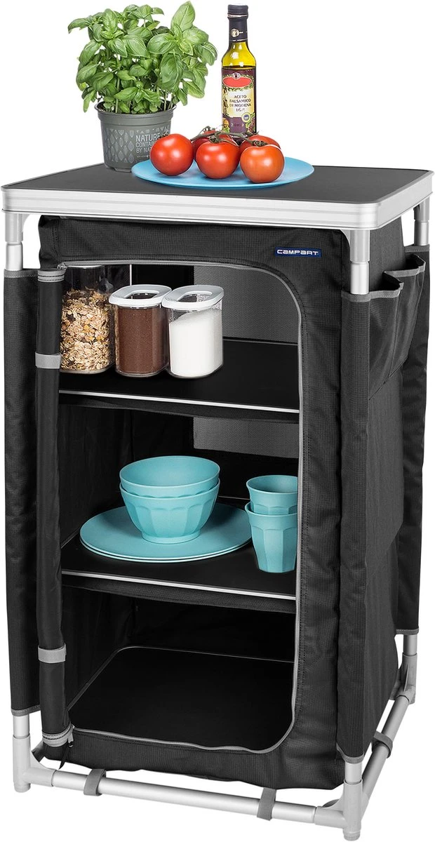 Campart Campingkast CU-0719 – Opvouwbaar En Verstelbaar - 4 Verstelbare Poten - 3 Lagen - Aluminium Frame - Grijs 3 Campart Campingkast CU-0719 – Opvouwbaar En Verstelbaar - 4 Verstelbare Poten - 3 Lagen - Aluminium Frame - Grijs