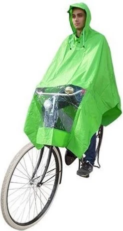 Poncho Regenponcho - Fietsponcho Fiets - Koplampproof Transparant- One Size Unisex Groen - Sport-Plein