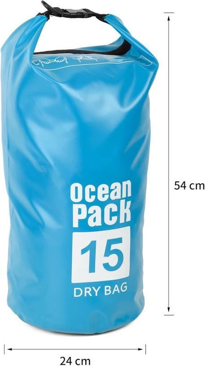 Merkloos Decopatent® Waterdichte Tas - Dry Bag - 15L - Ocean Pack - Dry Sack - Survival Outdoor Rugzak - Drybags - Boottas - Zeiltas -Blauw 4 Merkloos Decopatent® Waterdichte Tas - Dry Bag - 15L - Ocean Pack - Dry Sack - Survival Outdoor Rugzak - Drybags - Boottas - Zeiltas -Blauw - Afbeelding 2