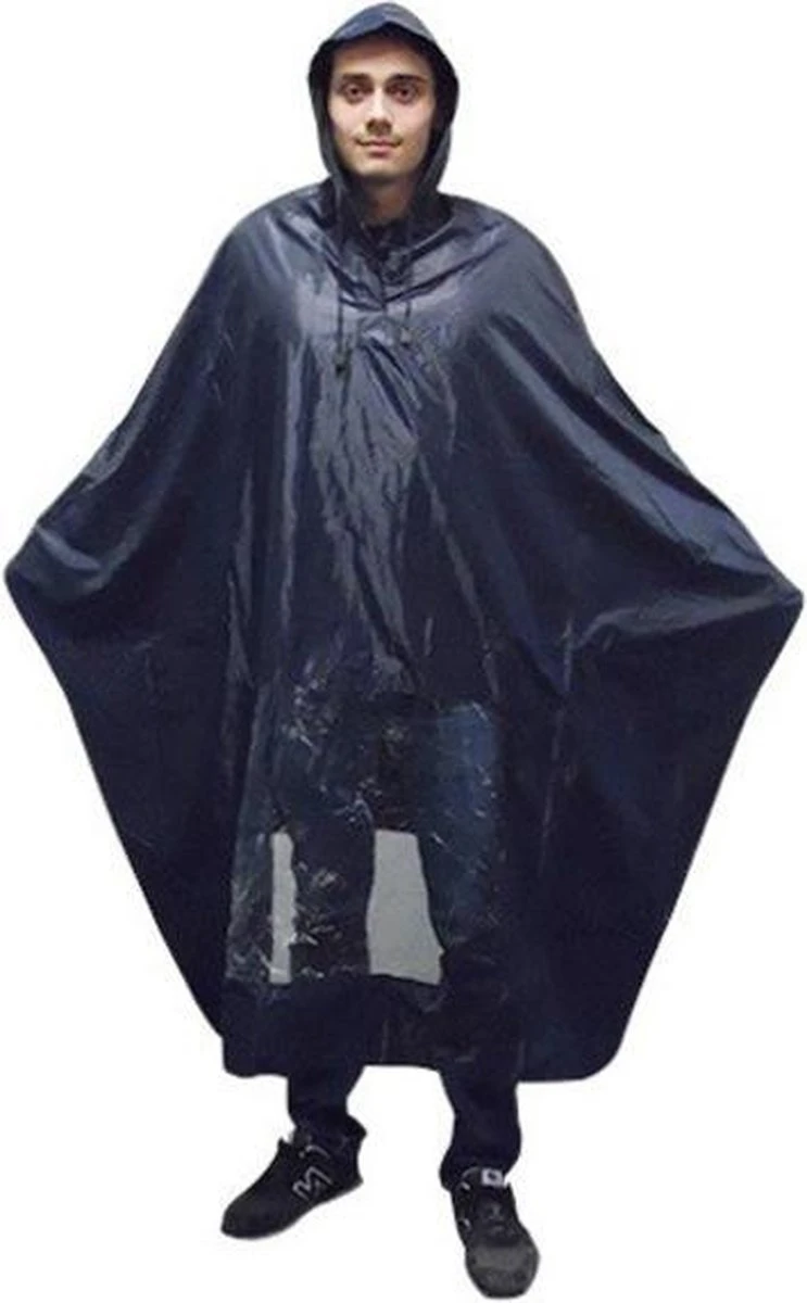 Hooodie Fietsponcho Koplampproof Transparant Unisex - Marine Blauw - One Size 3 Hooodie Fietsponcho Koplampproof Transparant Unisex - Marine Blauw - One Size - Afbeelding 2