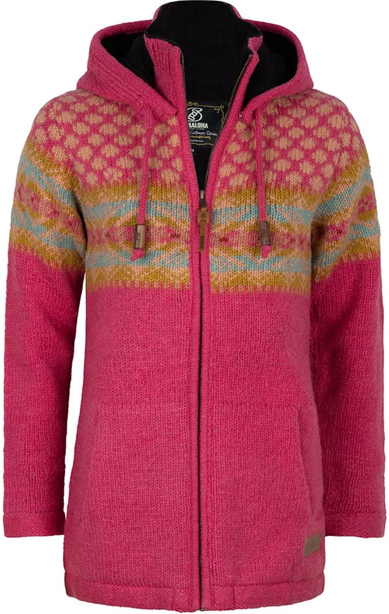 SHAKALOHA Gebreid Wollen Dames Vest Van Schapenwol Met Polyester Fleece Voering En Afneembare Capuchon - W Glacier ZH Pink XL 3 SHAKALOHA Gebreid Wollen Dames Vest Van Schapenwol Met Polyester Fleece Voering En Afneembare Capuchon - W Glacier ZH Pink XL