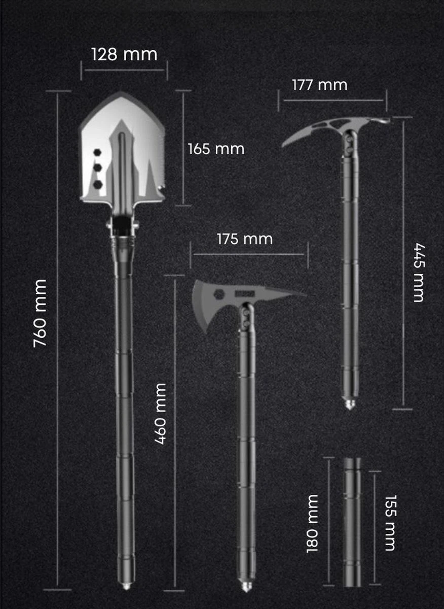 Merkloos Noodpakket | Survival Kit | Lichtgewicht | Must Have | Multifunctioneel | Bijl | Schop | Zaklamp 7 Merkloos Noodpakket | Survival Kit | Lichtgewicht | Must Have | Multifunctioneel | Bijl | Schop | Zaklamp - Afbeelding 5