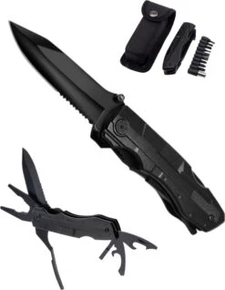 Multitool Zakmes Inclusief Draagetui & 9-Delige Bit Set - Kamperen - Survival Mes - Outdoor Activiteiten - Opvouwbaar Mes - Zwart -Bol 933x1200 4