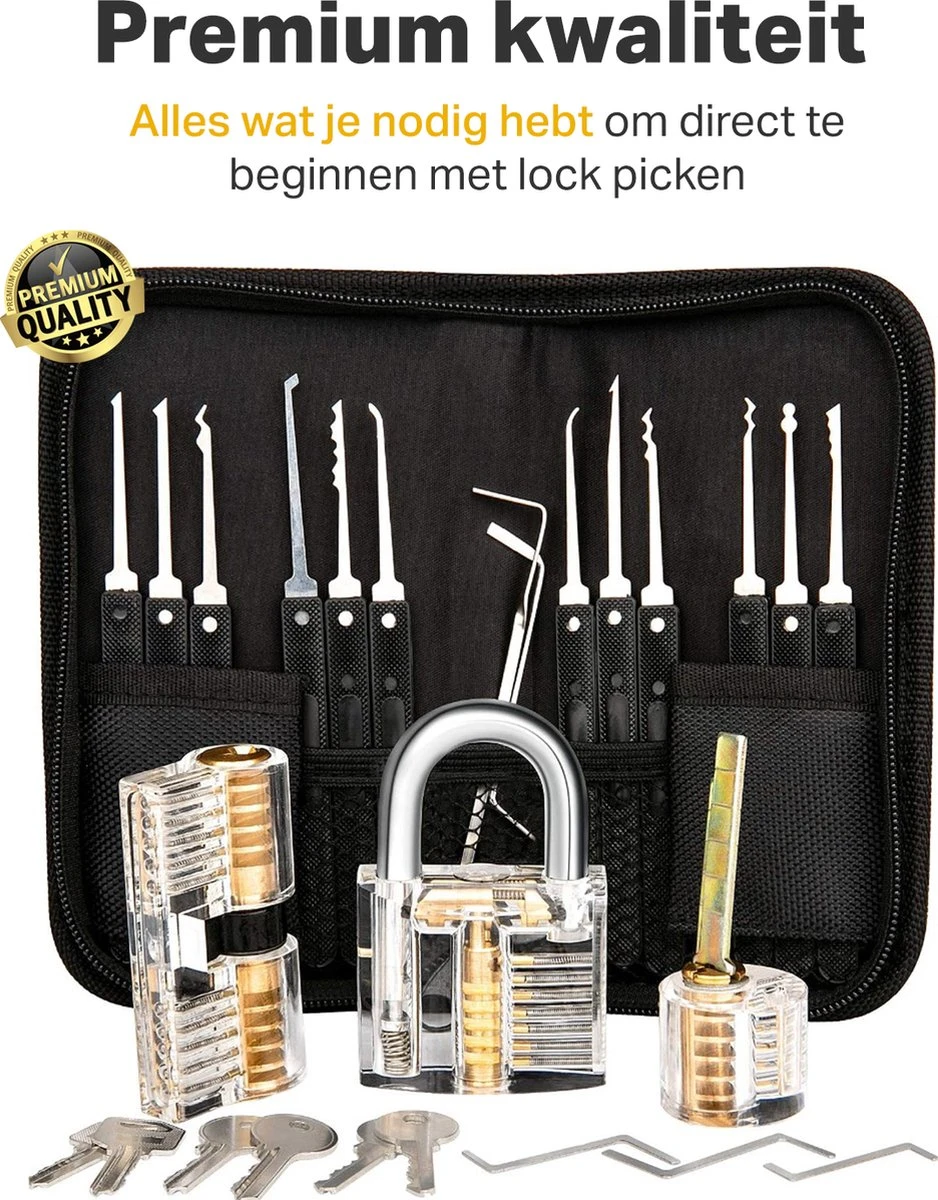 Vivid Green 27-delig Lockpick Set - Survivalsets - Lock Picking Voor Beginners En Professionals - Lock Pick Set - Met Opbergetui 4 Vivid Green 27-delig Lockpick Set - Survivalsets - Lock Picking Voor Beginners En Professionals - Lock Pick Set - Met Opbergetui - Afbeelding 2