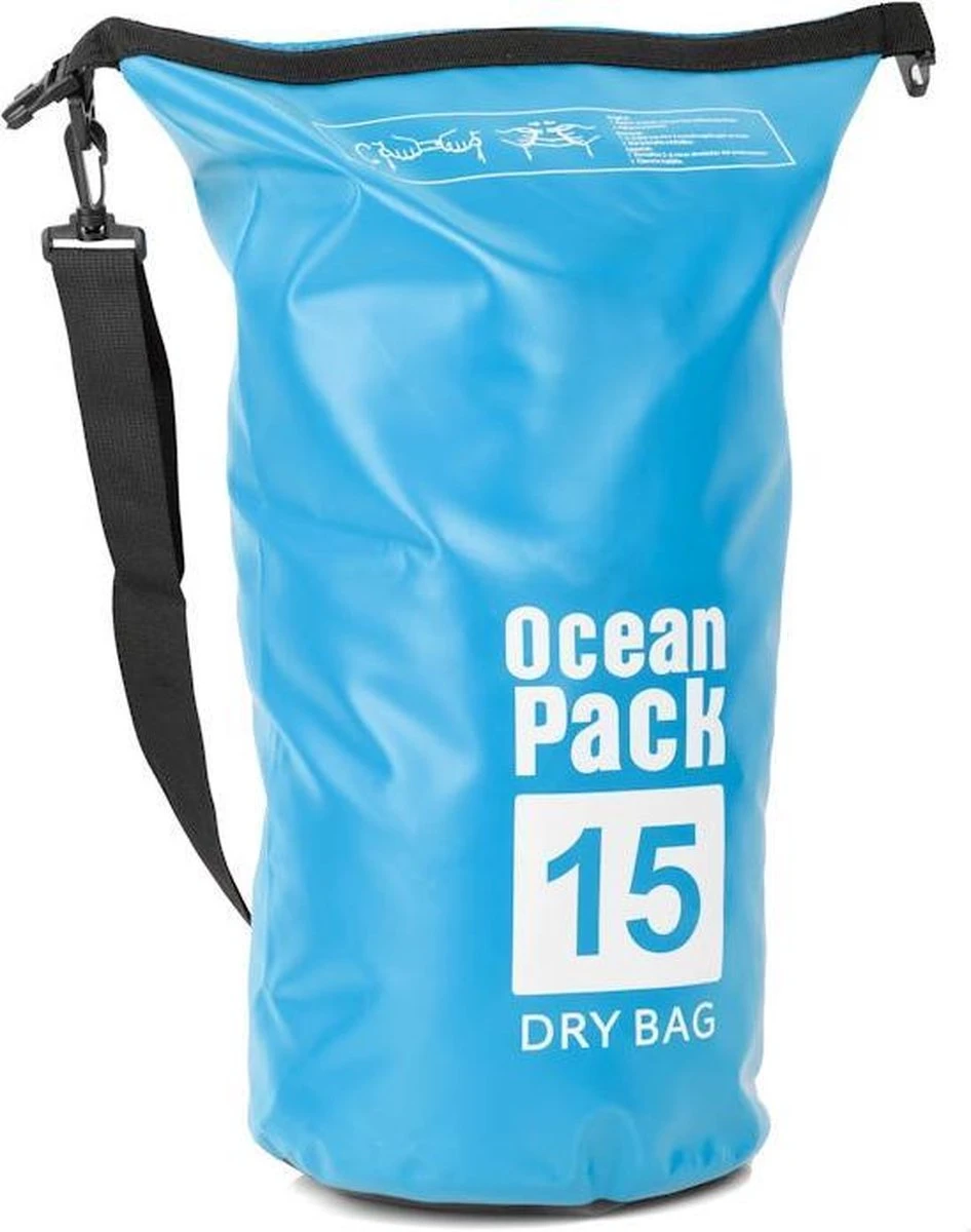 Merkloos Decopatent® Waterdichte Tas - Dry Bag - 15L - Ocean Pack - Dry Sack - Survival Outdoor Rugzak - Drybags - Boottas - Zeiltas -Blauw 6 Merkloos Decopatent® Waterdichte Tas - Dry Bag - 15L - Ocean Pack - Dry Sack - Survival Outdoor Rugzak - Drybags - Boottas - Zeiltas -Blauw - Afbeelding 4