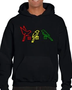 KARIBAN BIRDS AMSTERDAM Heren Hoodie - Zwart - Maat XL - Lange Mouwen - Normale Pasvorm - Met Capuchon En Steekzakken - Ajax 020 Amsterdam - Bob Marley - Rastabirds - Rastafari - Original Kwoots