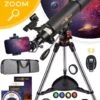 RP® Telescoop 375x Zoom Incl 4 Lenzen En Filterset - Sterrenkijker Volwassenen / Gevorderden - Verstelbaar Statief - Afstandsbediening, Planisfeer, Leerboek En Smartphone Adapter + Poster - CARBON -Bol 960x1200 13