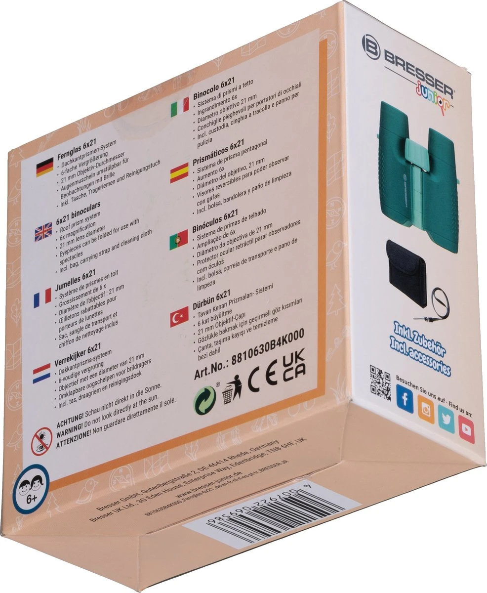 Bresser Junior Verrekijker - 6x21 - Groen - Robuust - Verrekijker Voor Kinderen 8 Bresser Junior Verrekijker - 6x21 - Groen - Robuust - Verrekijker Voor Kinderen - Afbeelding 6